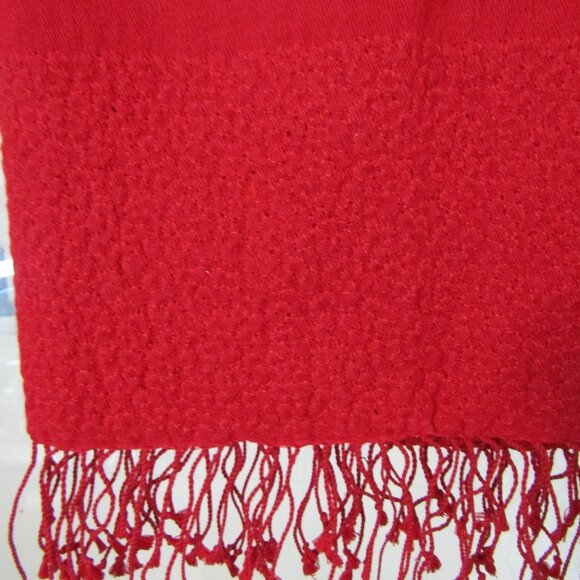 Scarlet Red Armand Diradourian Pashmina & Silk Beaded Scarf w/Fringe--36" X 87" - Picture 3 of 6